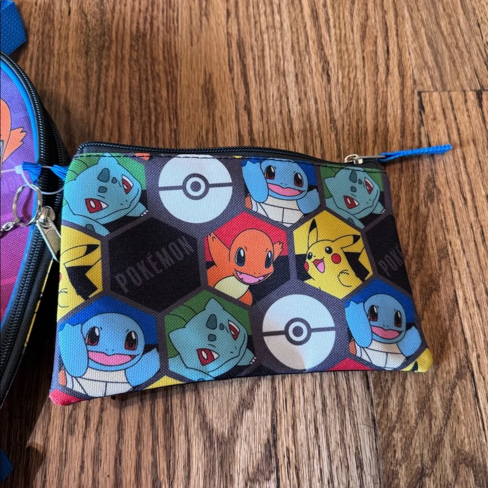 Pokémon backpack, insulated lunch bag, pencil case and key chain. New with tags.